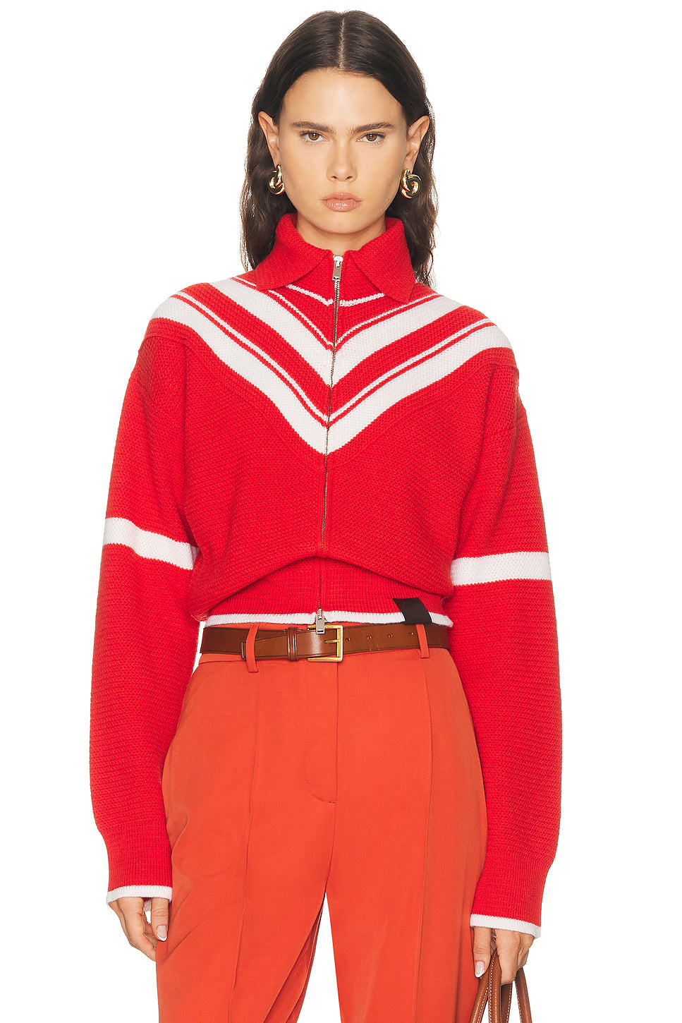 Sporty 80's Wool Knit Zip Jacket