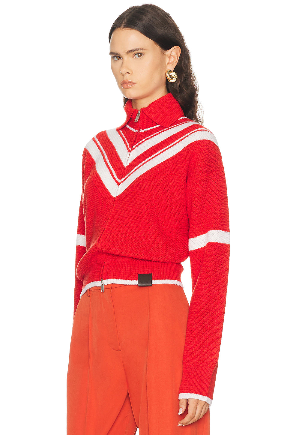 Sporty 80's Wool Knit Zip Jacket