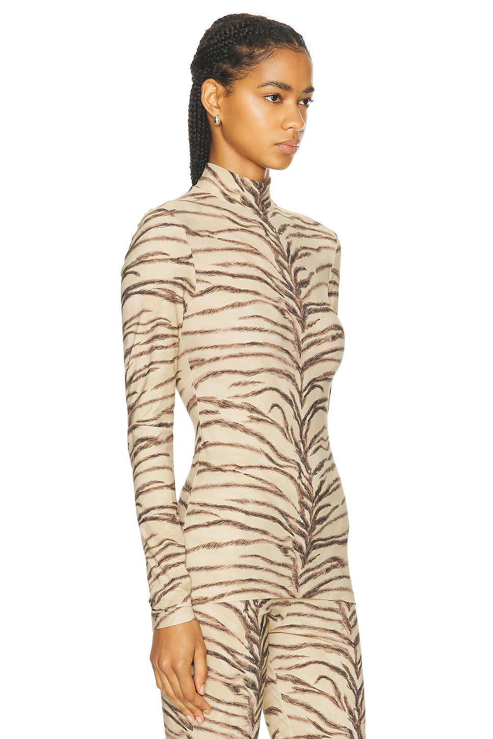 Tiger Fluid Jersey Turtleneck Top