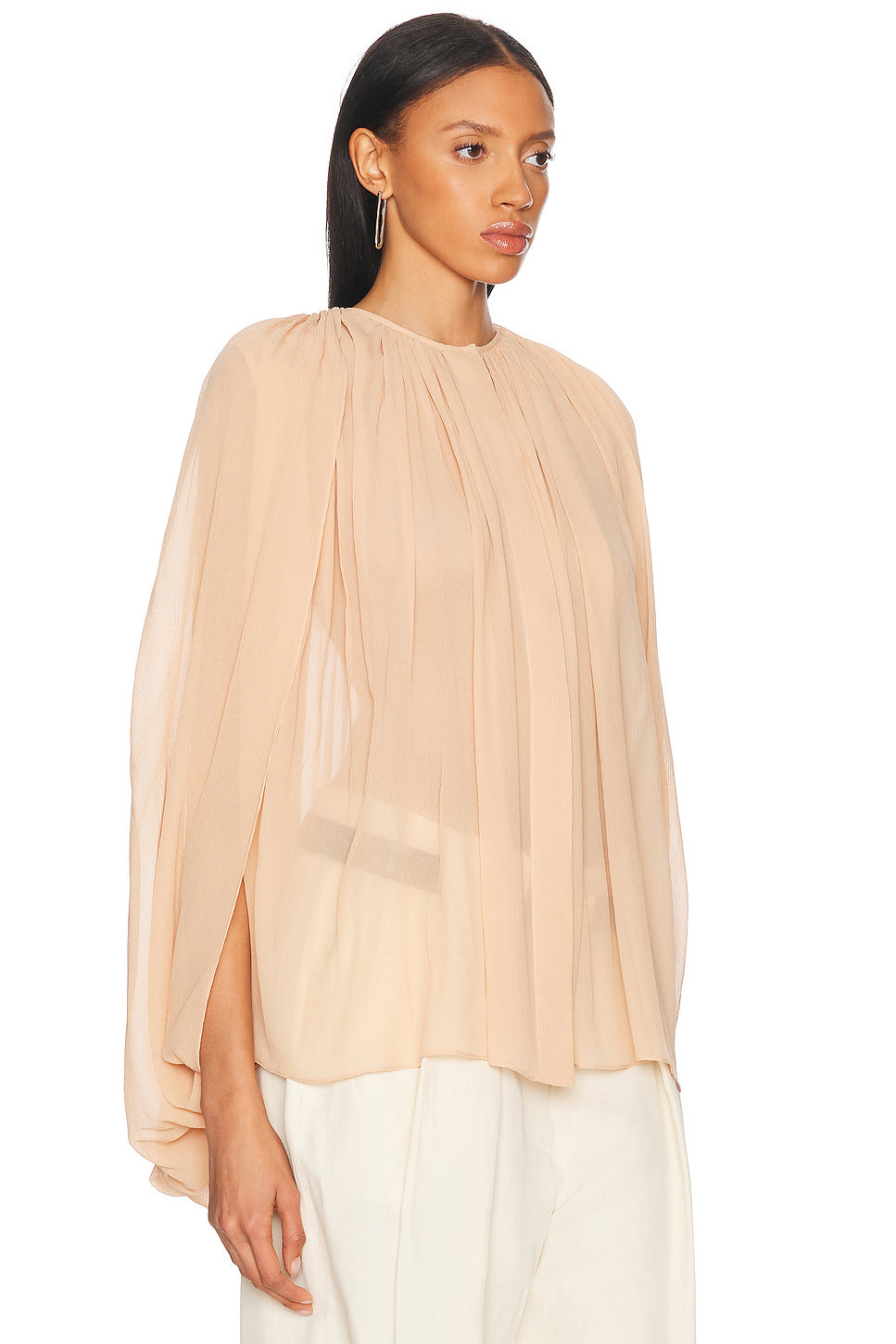 Creponne Drape Crew Blouse