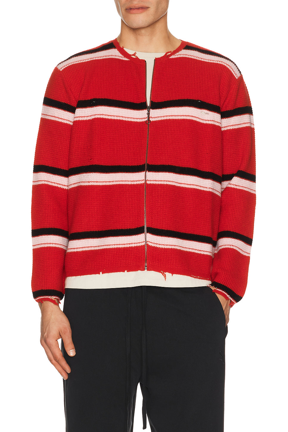 Friends Zip Up Waffle Sweater