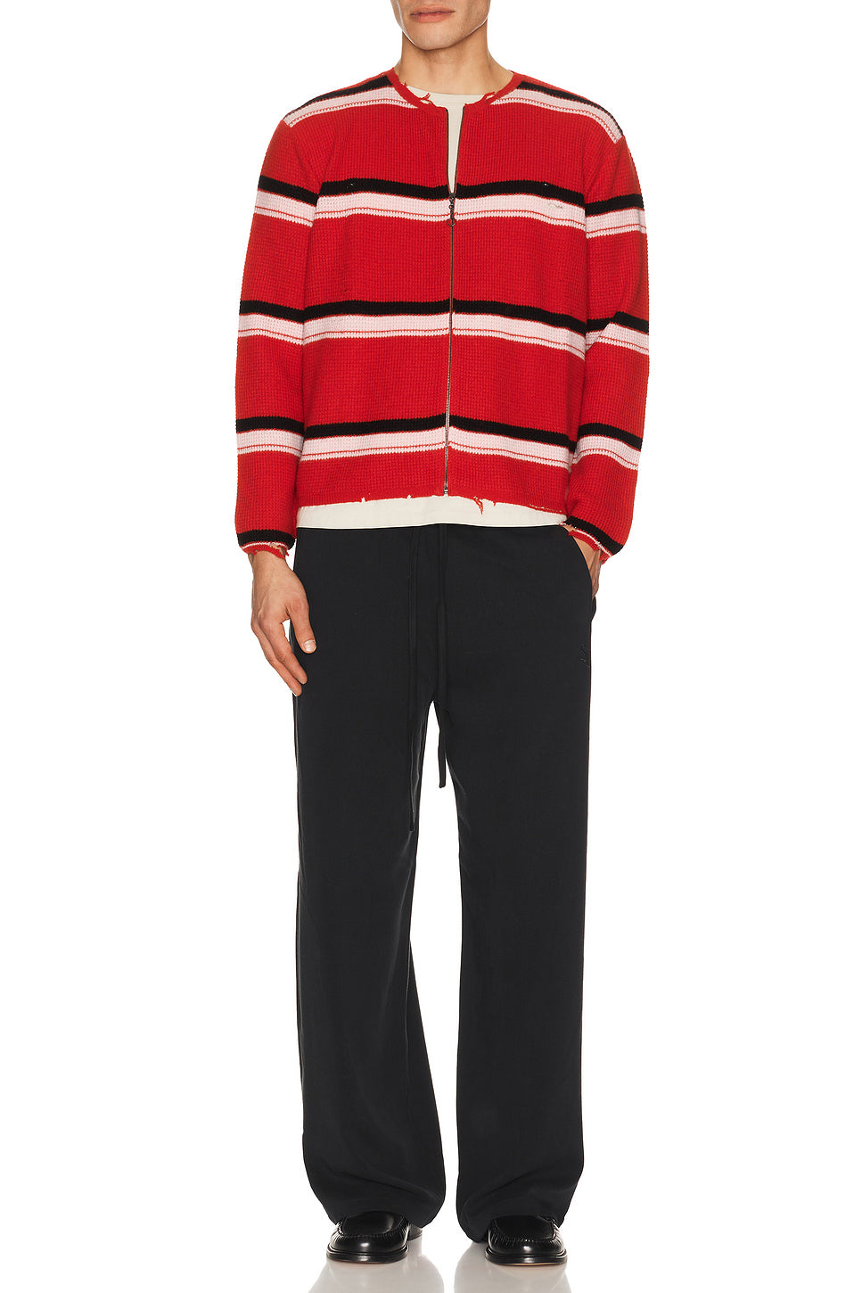 Friends Zip Up Waffle Sweater
