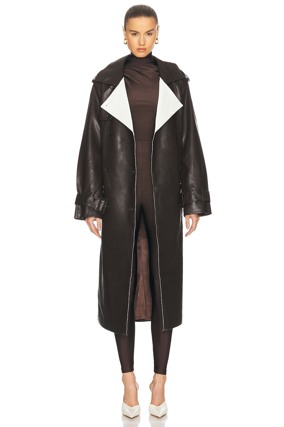 Estelle Vegan Leather Trench Coat