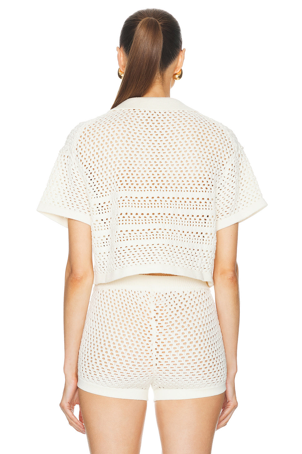 Nani Crochet Crop Polo Top