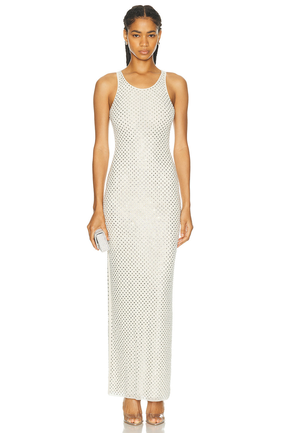 Mesh Rhinestone Maxi Dress