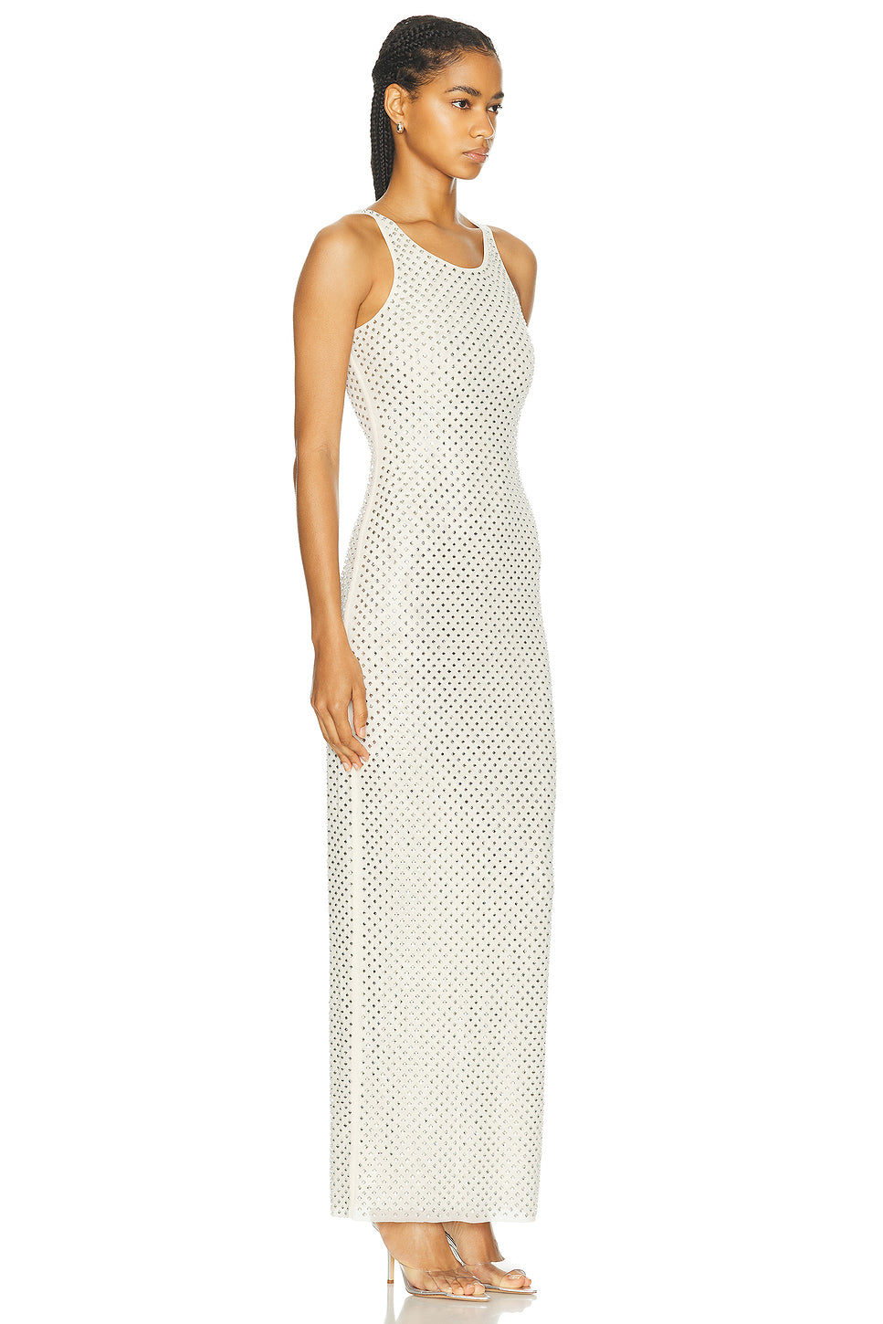 Mesh Rhinestone Maxi Dress