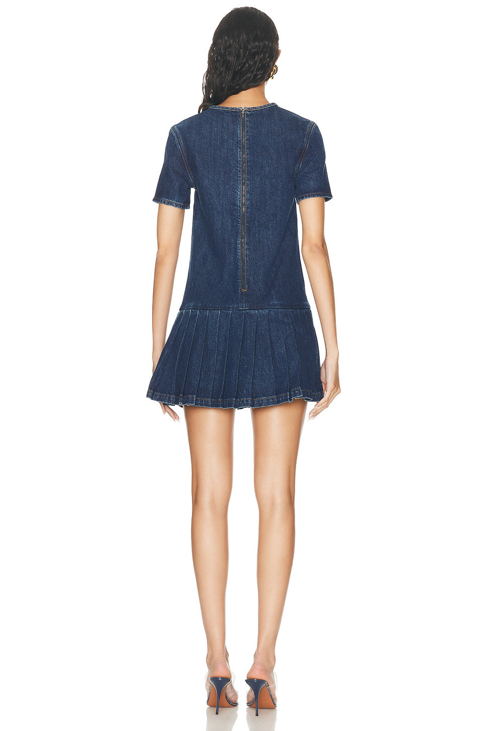 Pleated Denim Mini Dress