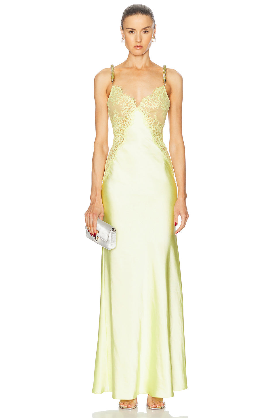 x Christopher Kane Lace Satin Maxi Dress