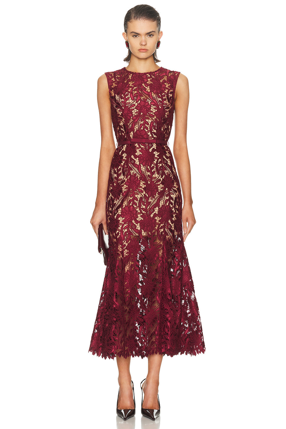 Guipure Lace Midi Dress