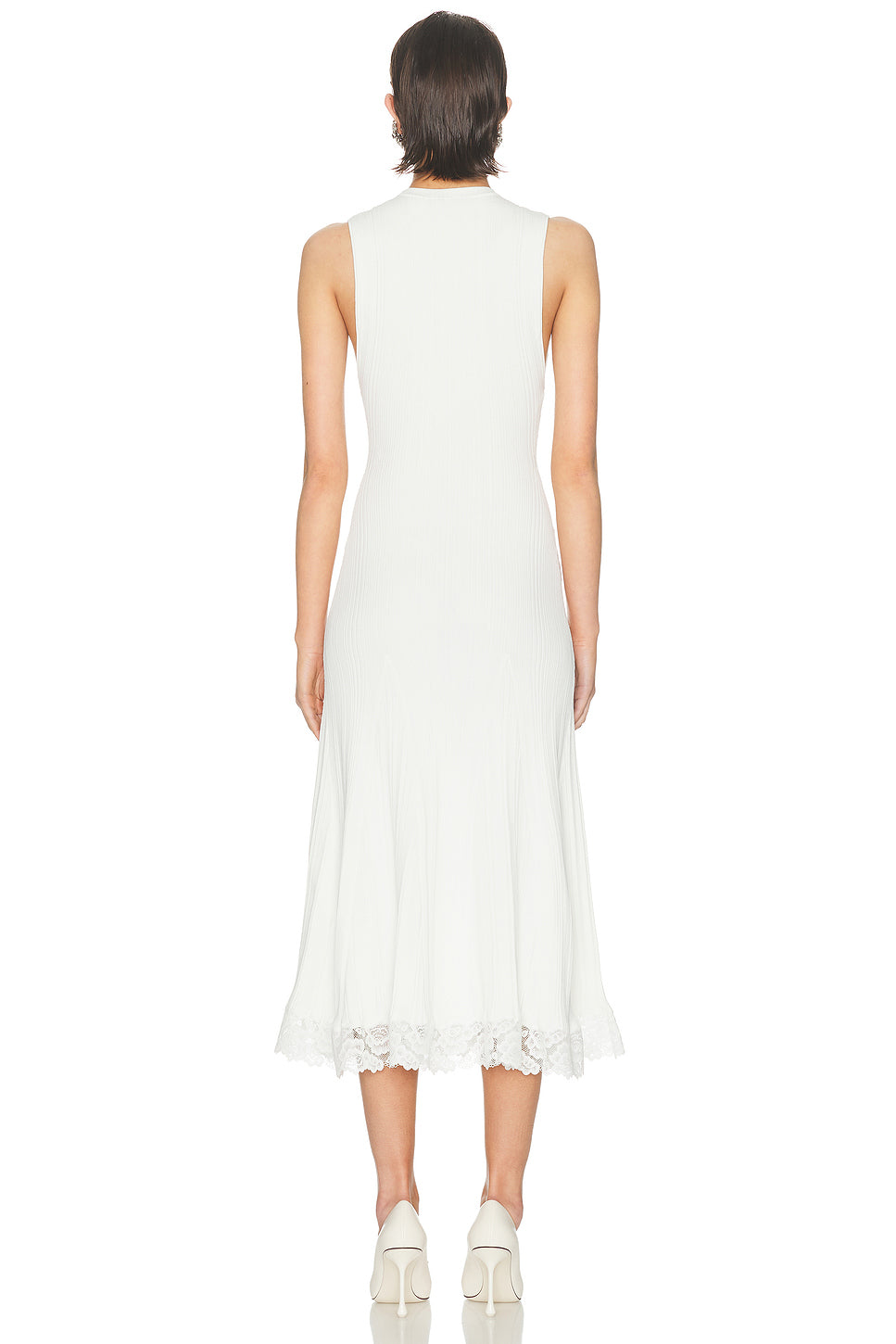 Knit Lace Insert Midi Dress