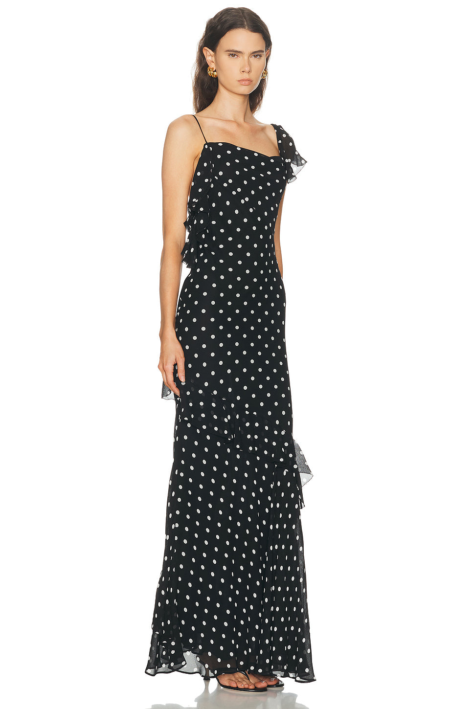 Polka Dot Georgette Maxi Dress