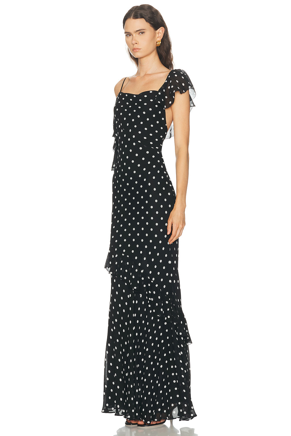Polka Dot Georgette Maxi Dress