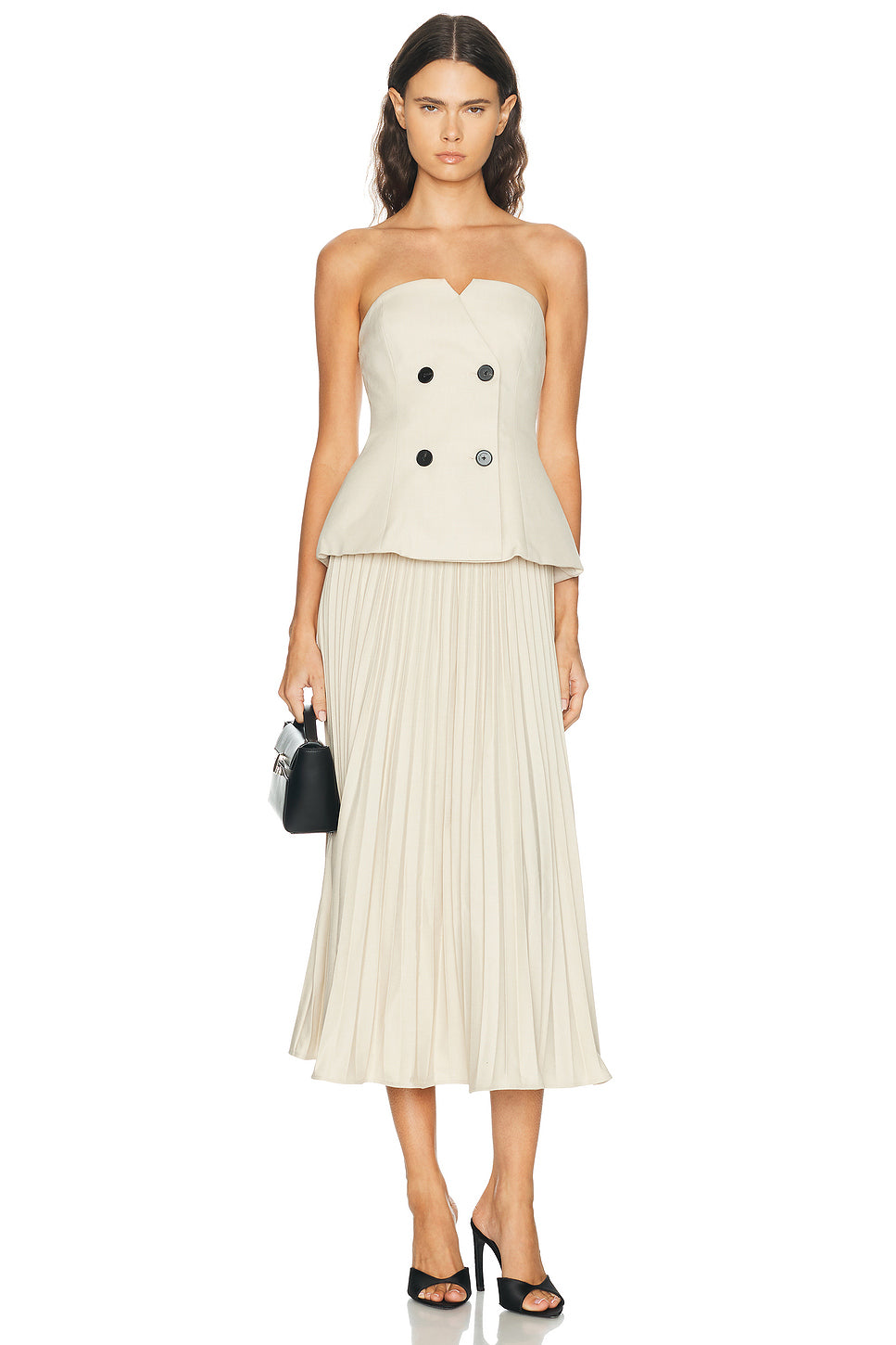 Bandeau Pleated Midi Dress