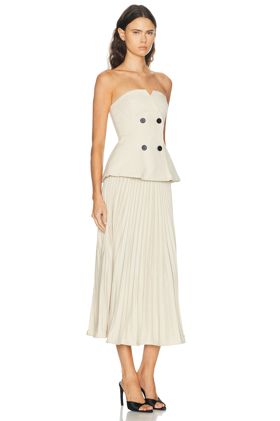 Bandeau Pleated Midi Dress