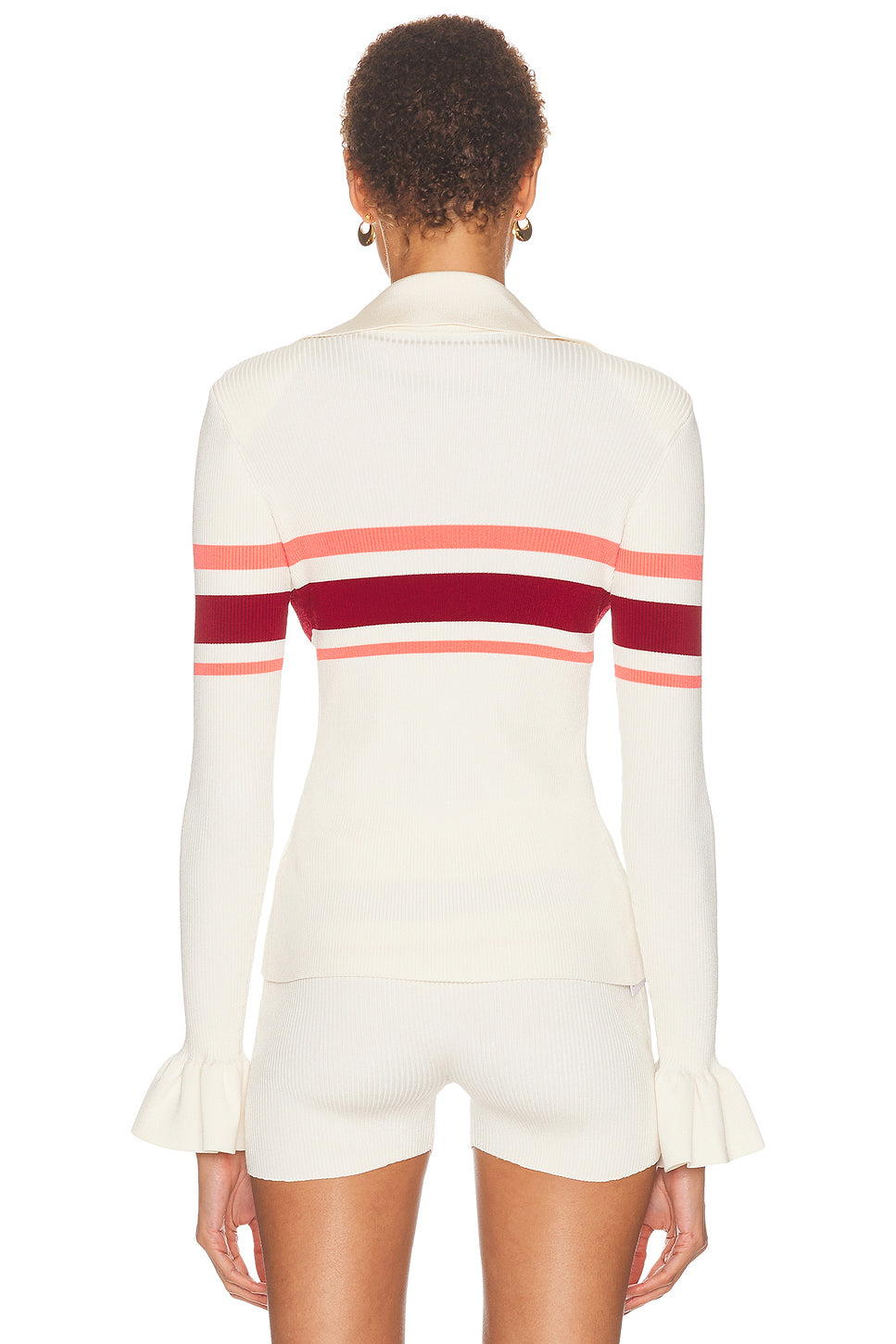 Stripe Viscose Knit Button Top