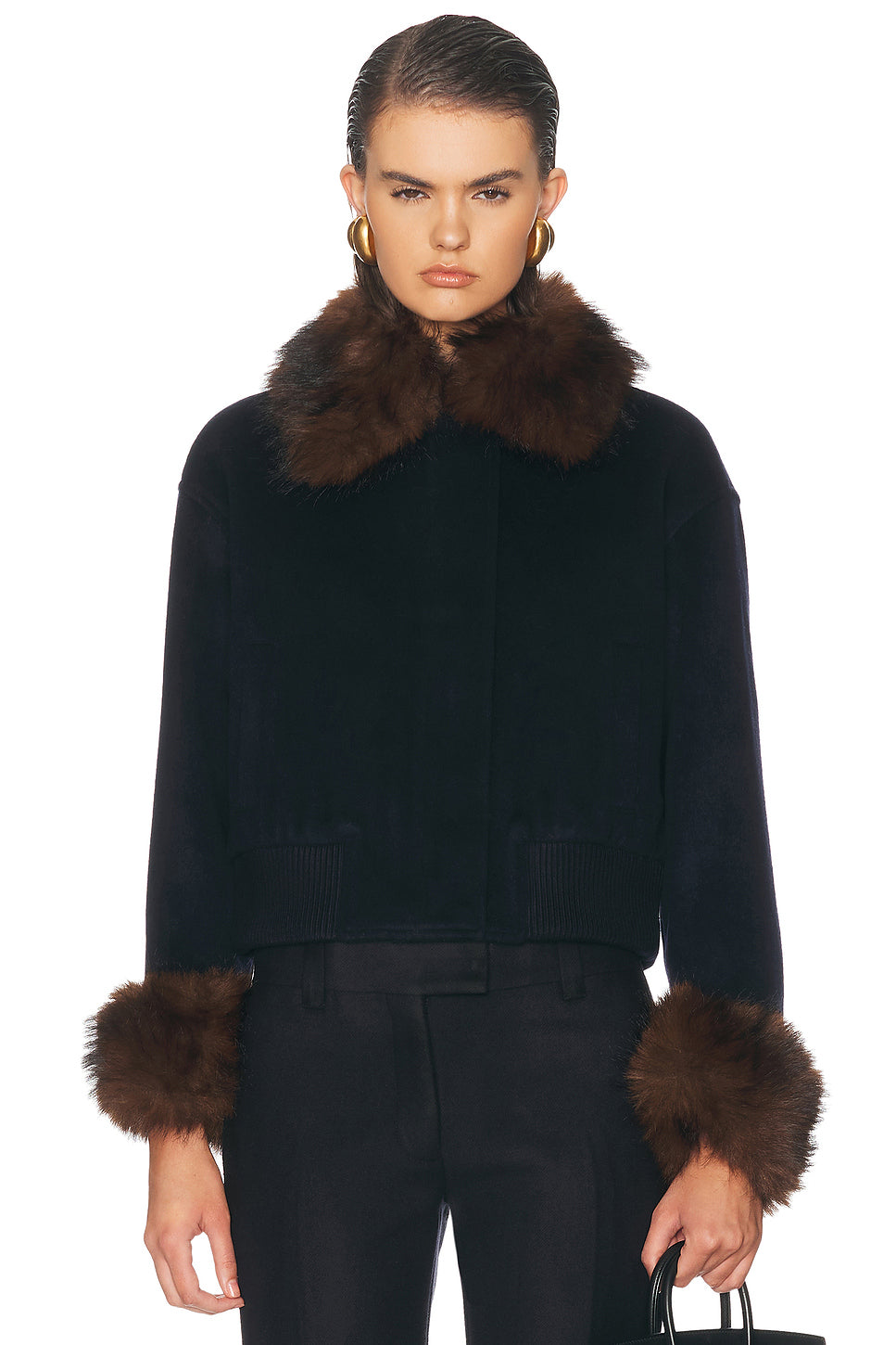 Wool Fur Trim Jacket