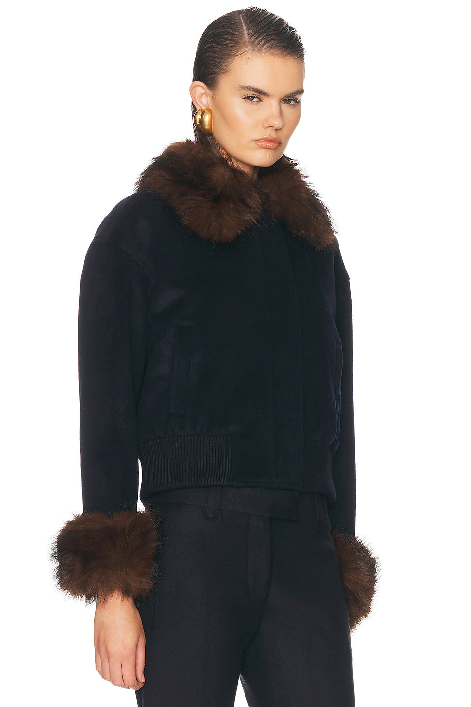 Wool Fur Trim Jacket