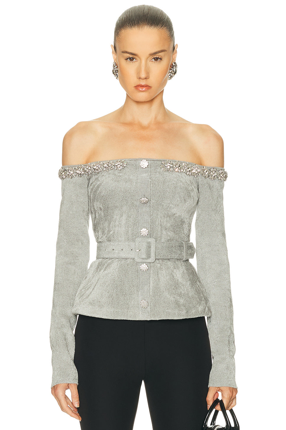 Chenille Knit Crystal Trim Top