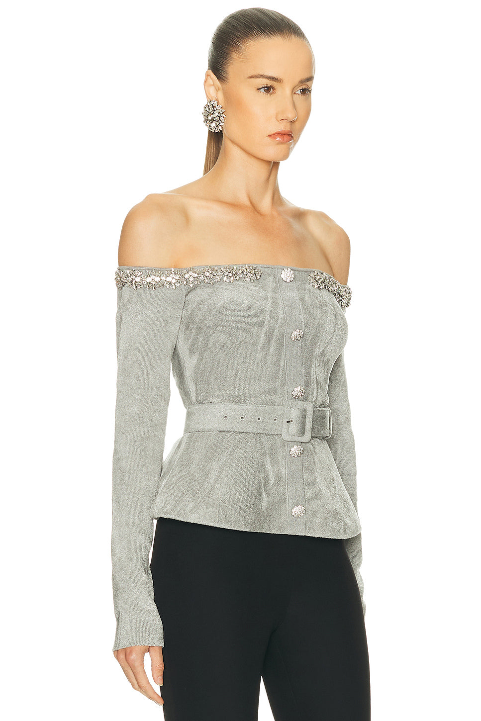 Chenille Knit Crystal Trim Top