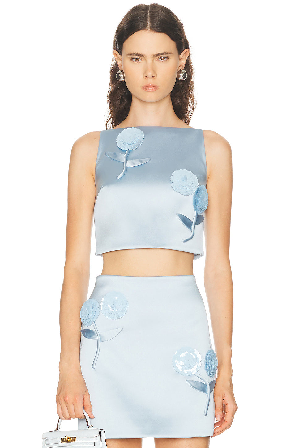 Satin 3d Sequin Flower Top