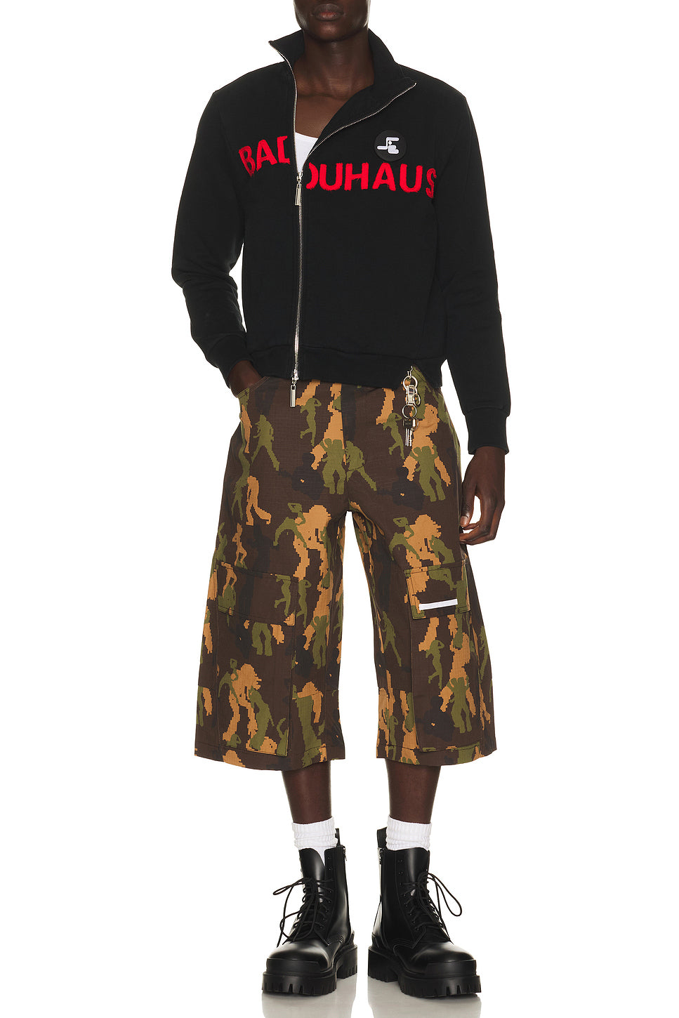 Camo Slashed Shorts