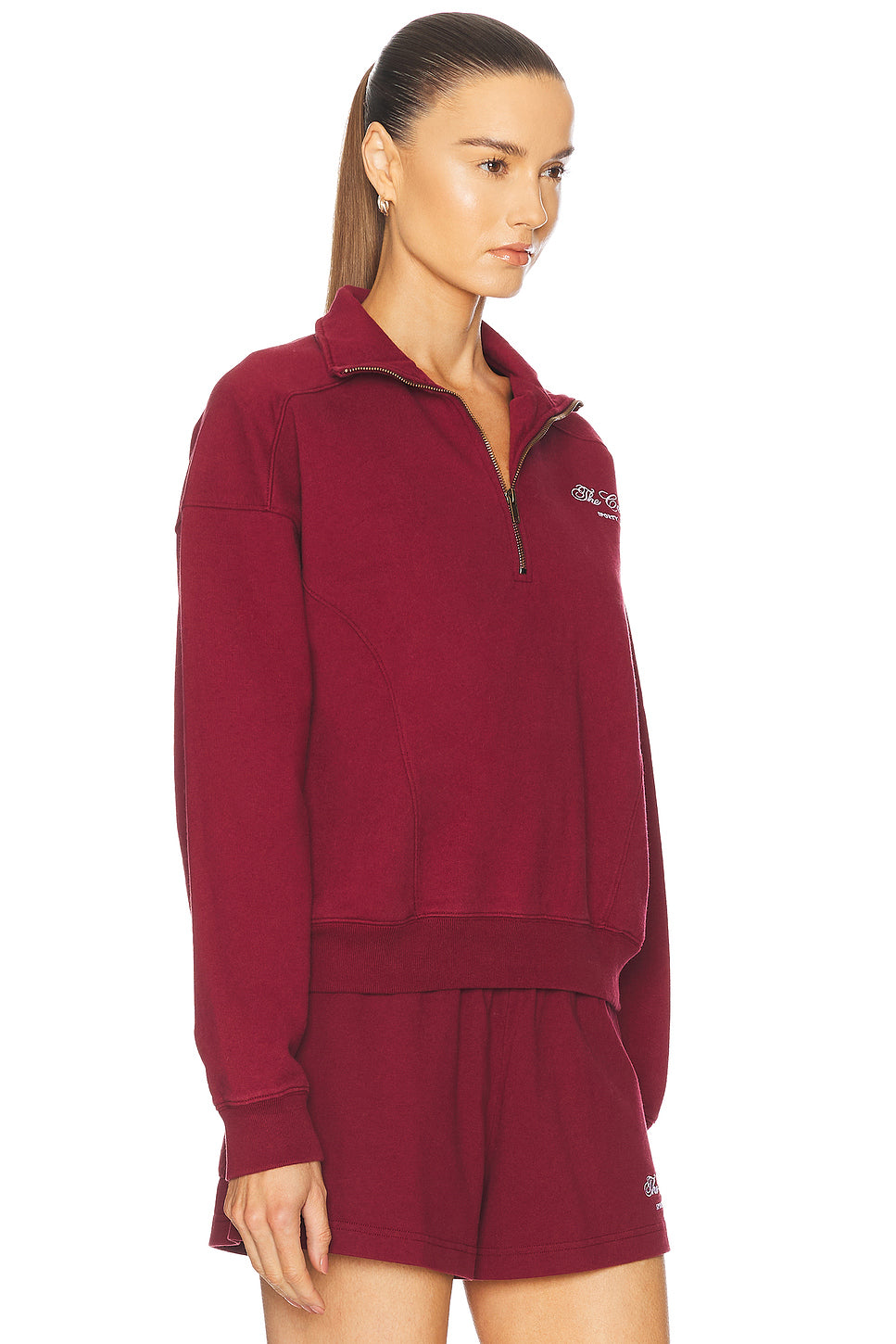 X Hotel Carlyle Script Embroidered Quarter Zip Sweater