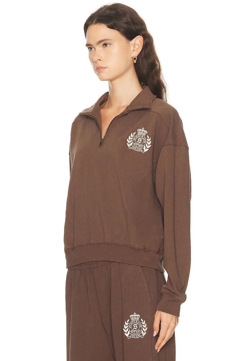 NY Crest Embroidered Quarter Zip Sweatshirt