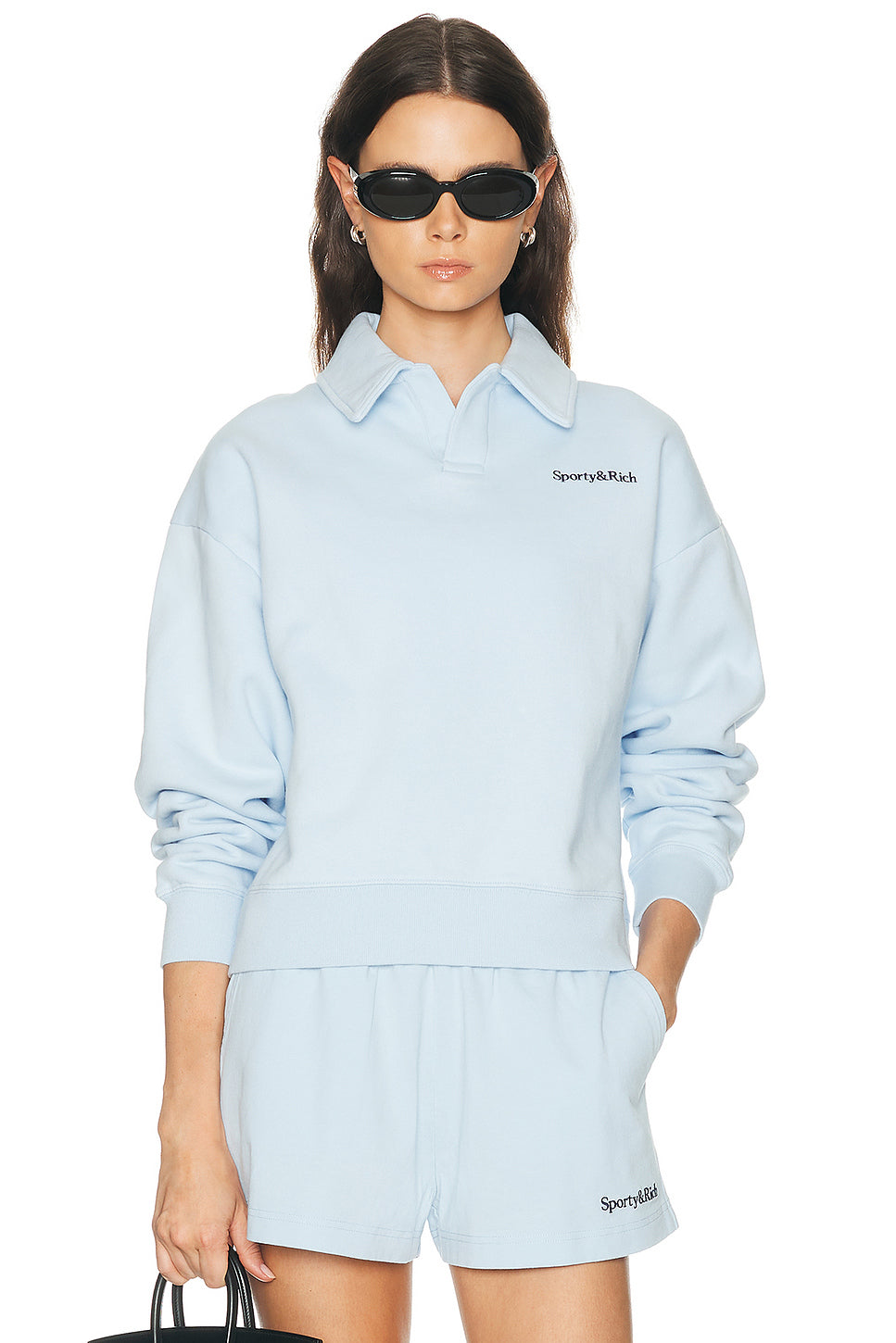 Serif Logo Embroidered Polo Sweatshirt