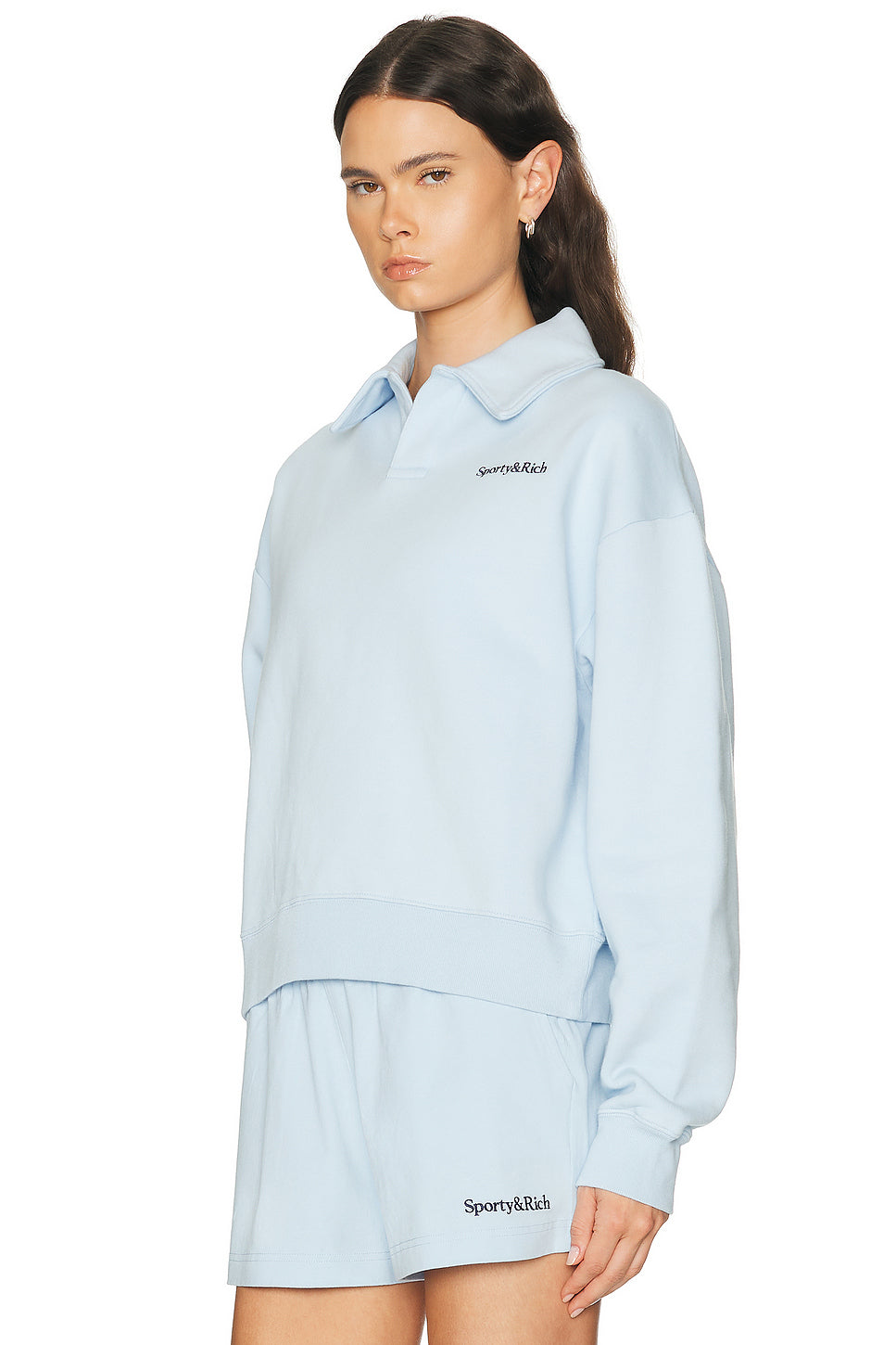 Serif Logo Embroidered Polo Sweatshirt