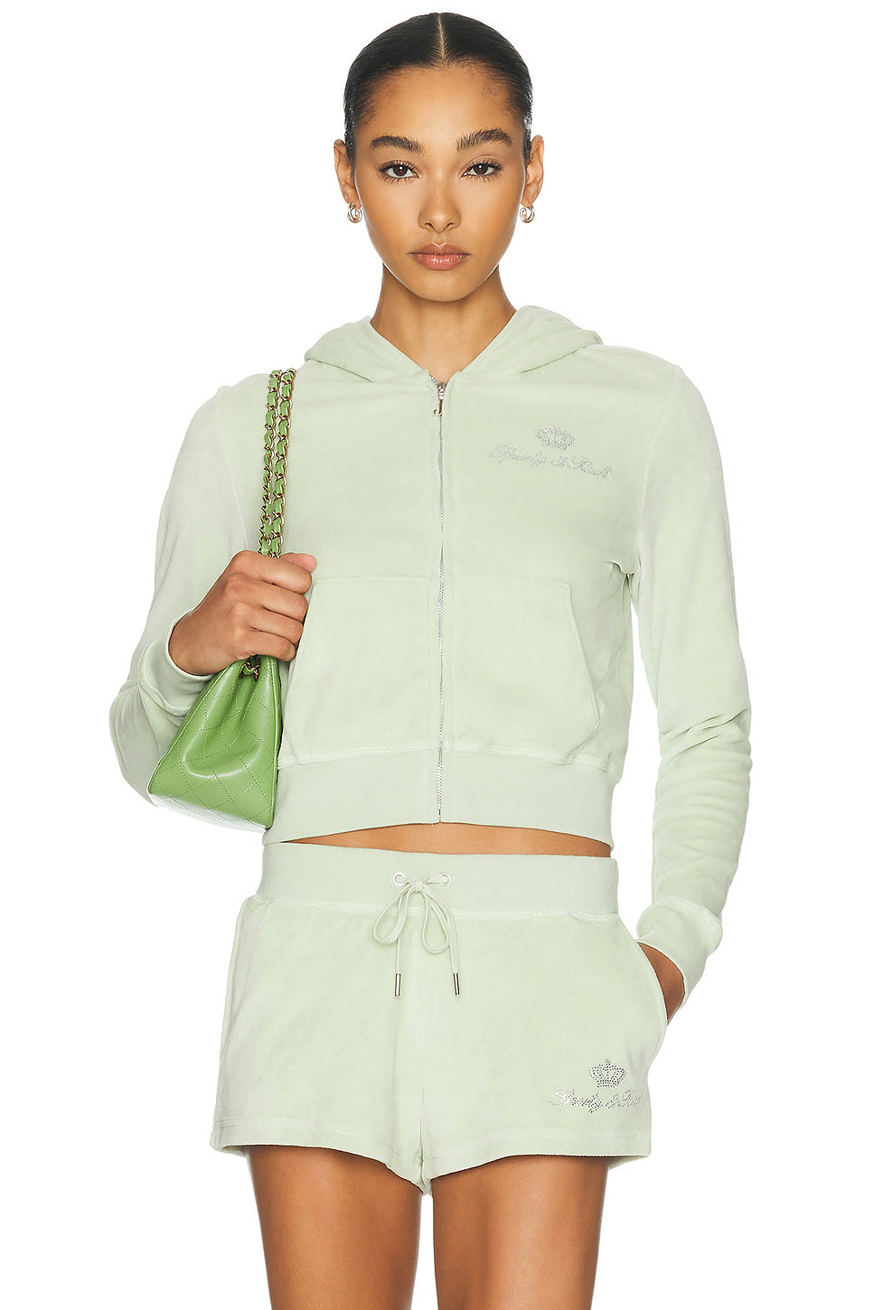 x Juicy Couture Script Velour Zip Hoodie