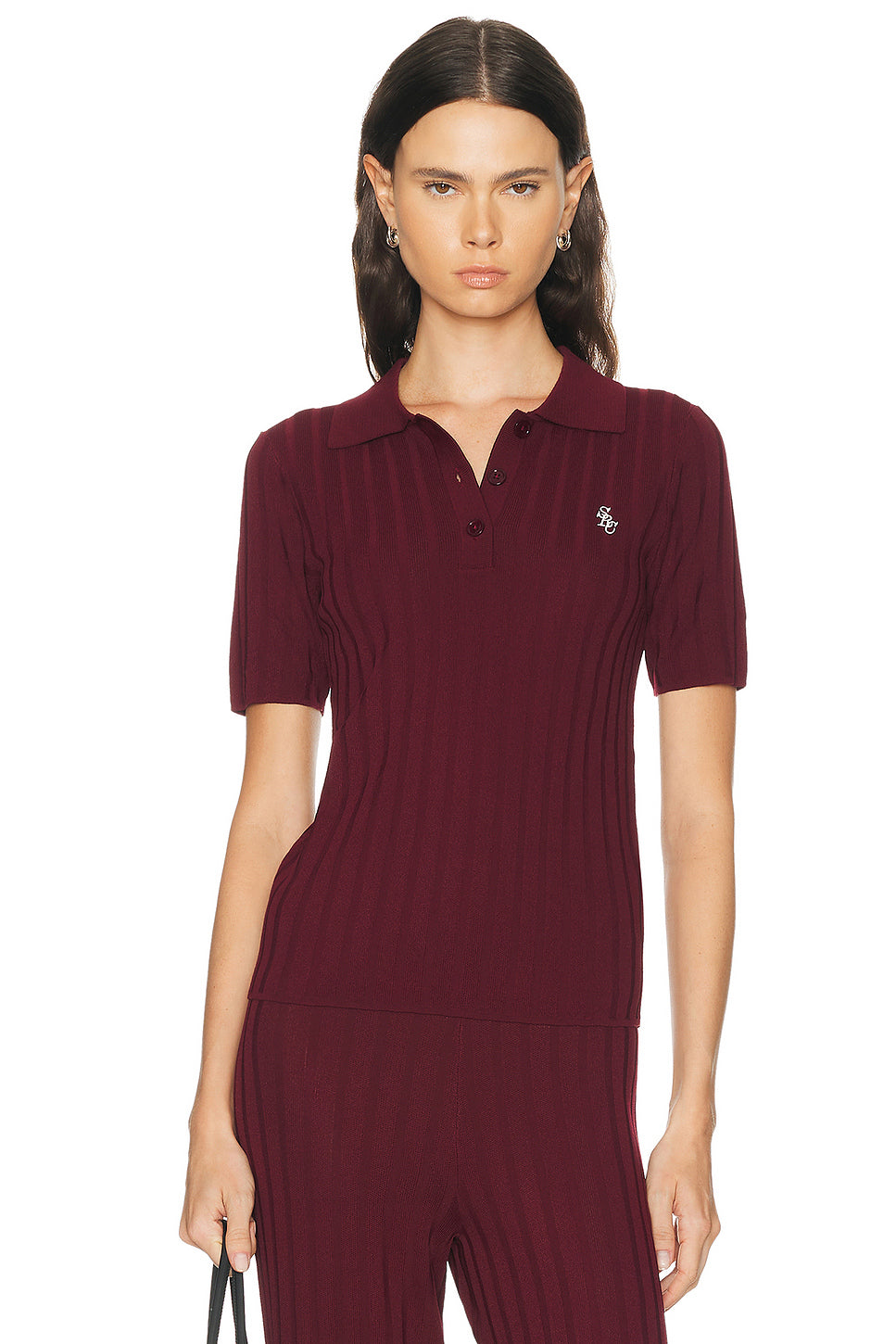 Signature Logo Ribbed Polo Top