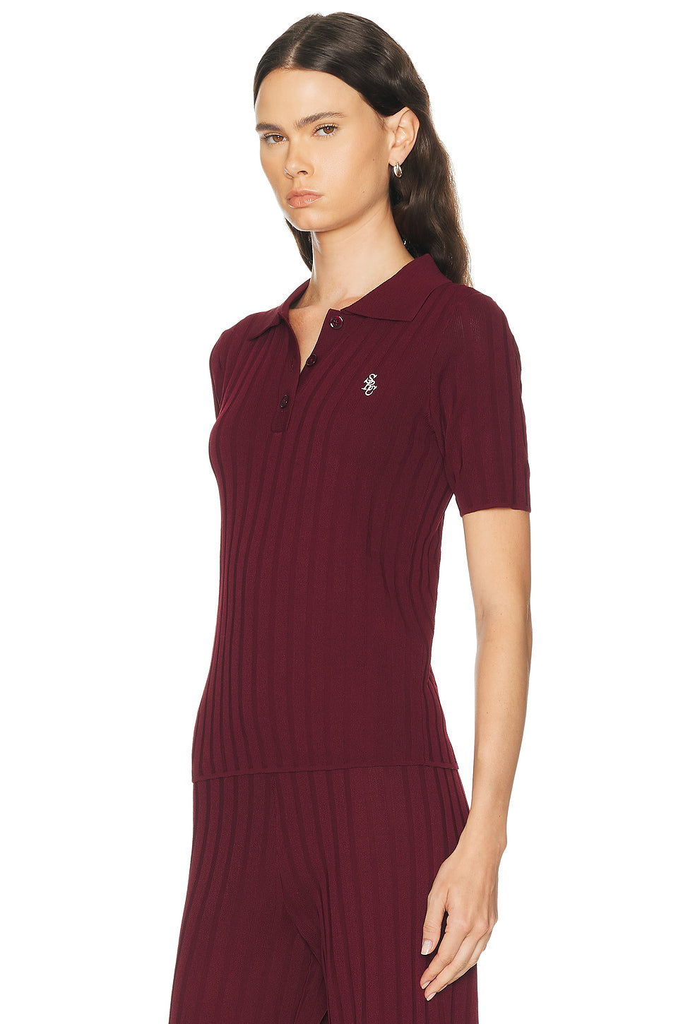 Signature Logo Ribbed Polo Top