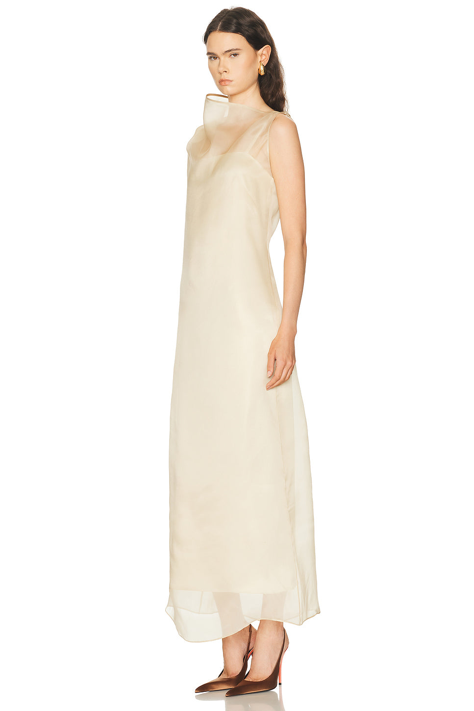 High Neck Organza Column Dress