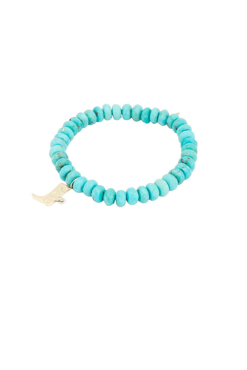 Cowboy Boot Charm Turquoise Rondelle Bracelet