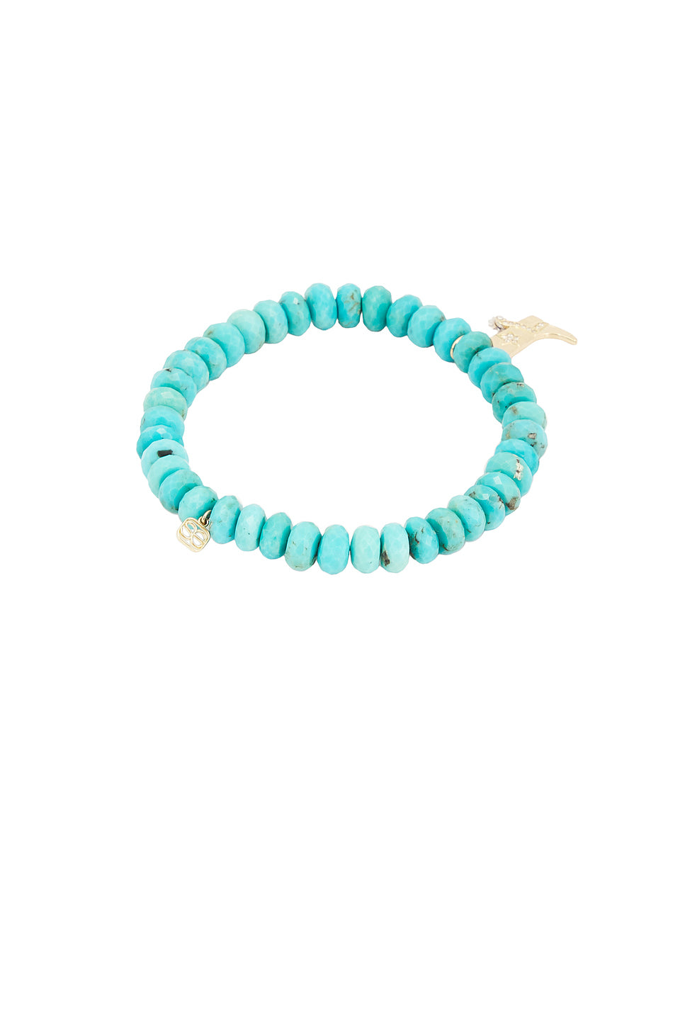 Cowboy Boot Charm Turquoise Rondelle Bracelet