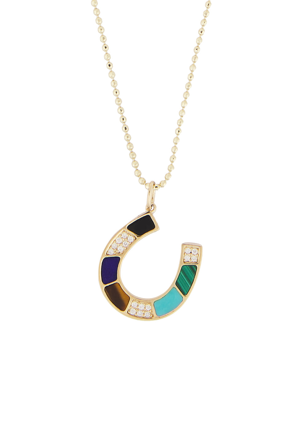 Mosaic Horseshoe Charm Necklace