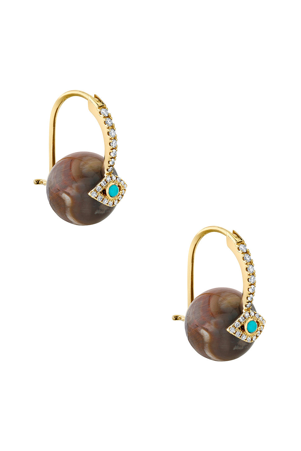 Bezel Evil Eye Bead Earrings