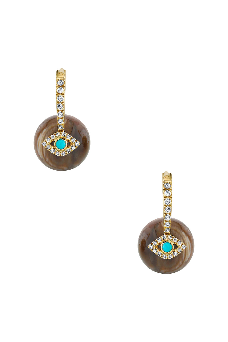 Bezel Evil Eye Bead Earrings