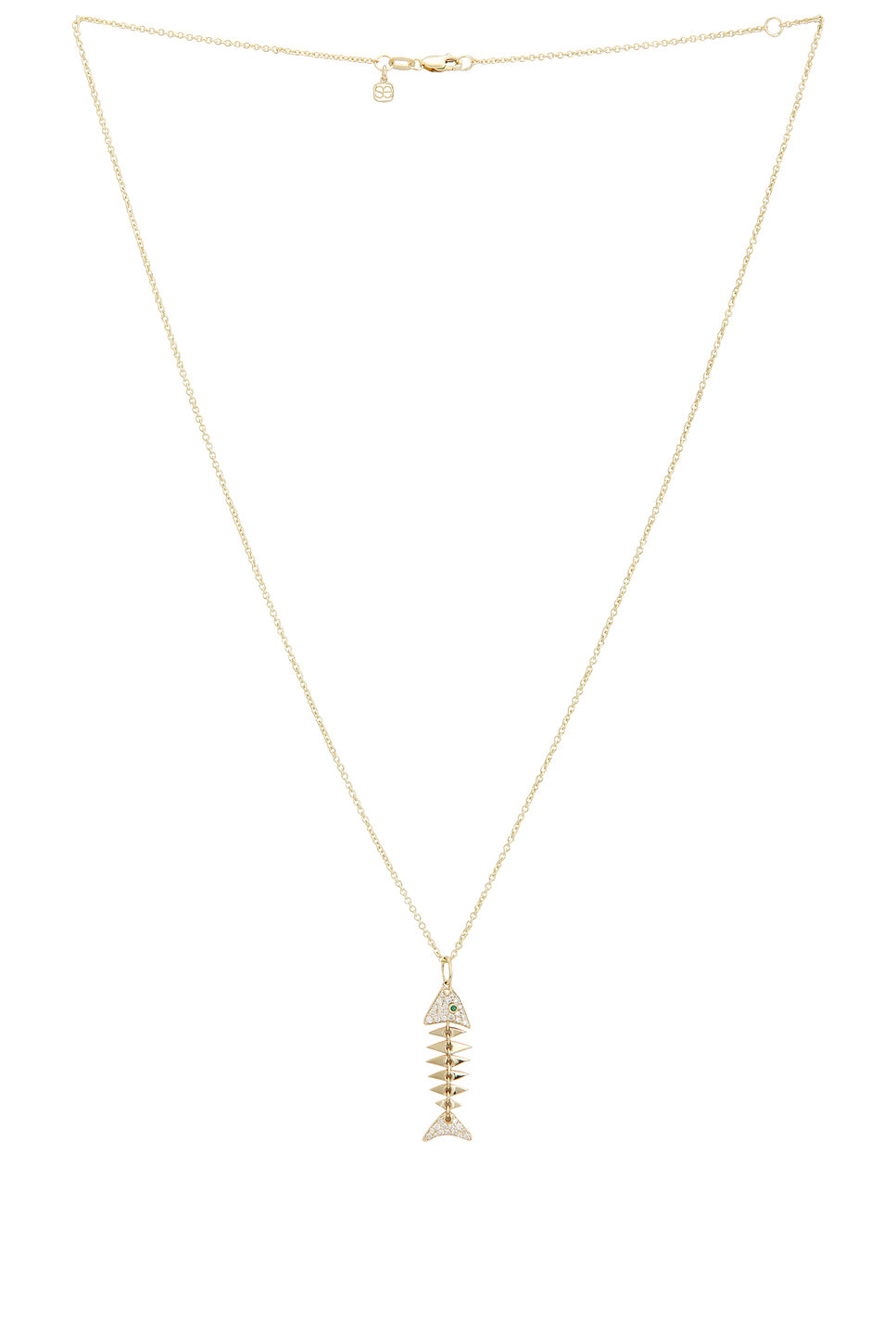 Large Pave Fishbone Charm Necklace
