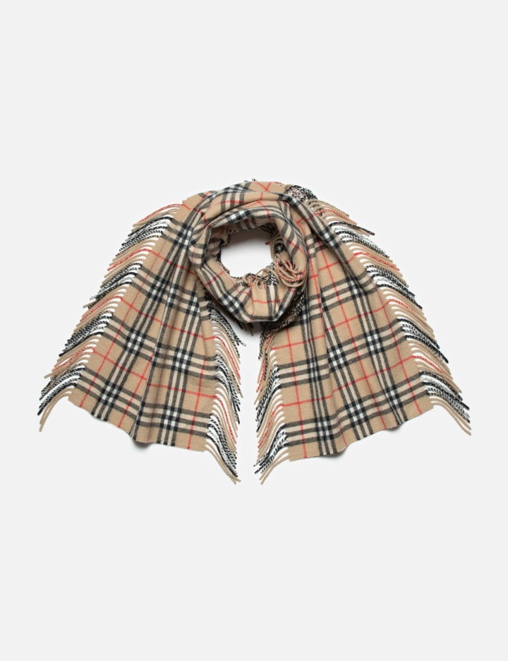 Check Cashmere Fringed Scarf