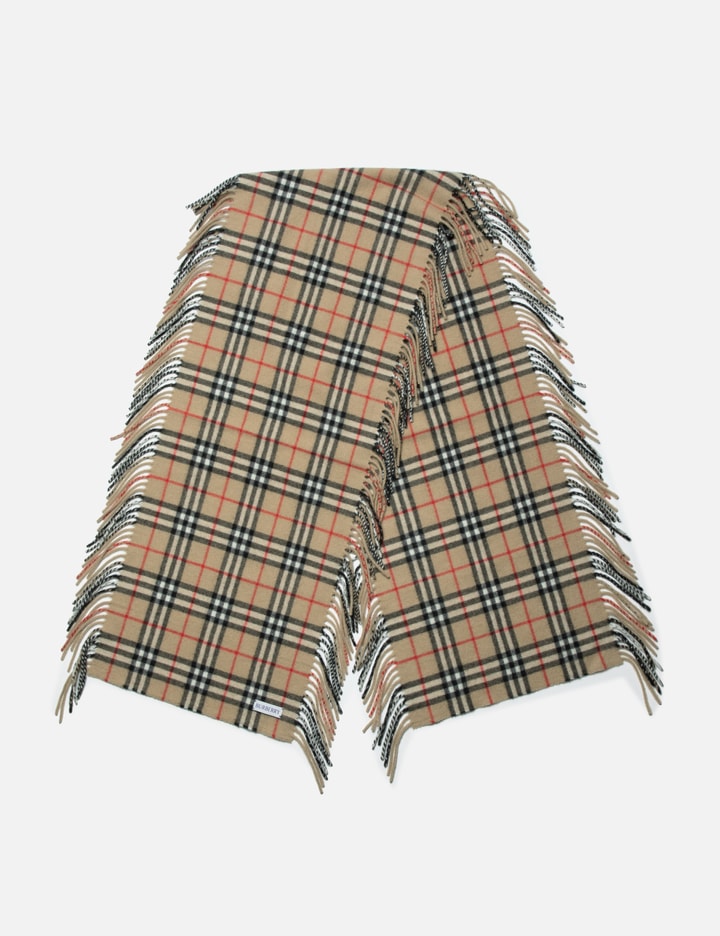 Check Cashmere Fringed Scarf