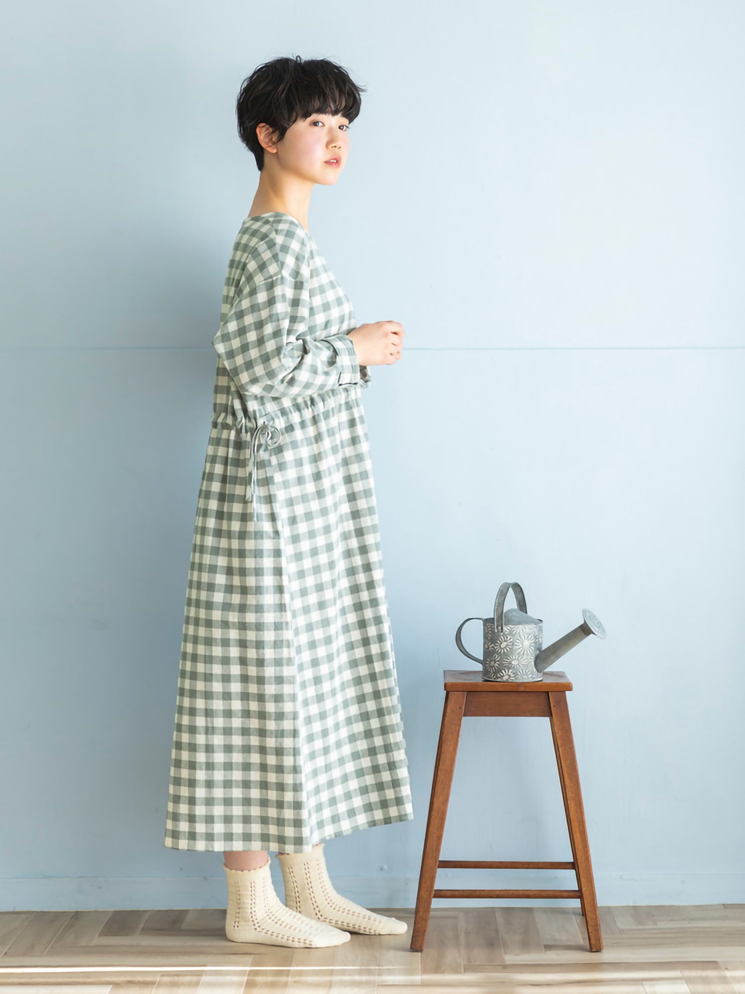 Shinari [Uv Protection] Gingham Waist Drowsy Dress