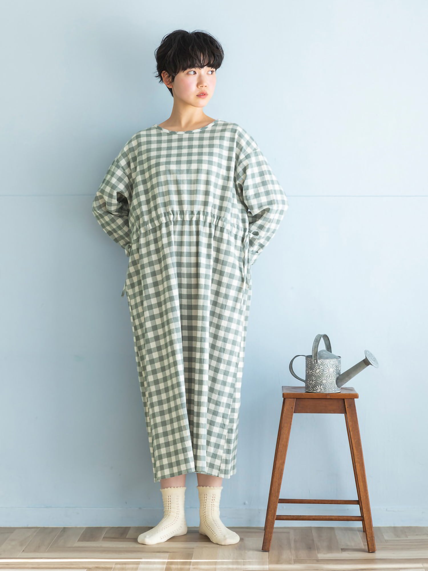 Shinari [Uv Protection] Gingham Waist Drowsy Dress