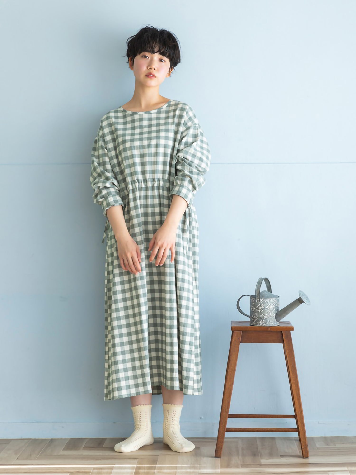 Shinari [Uv Protection] Gingham Waist Drowsy Dress