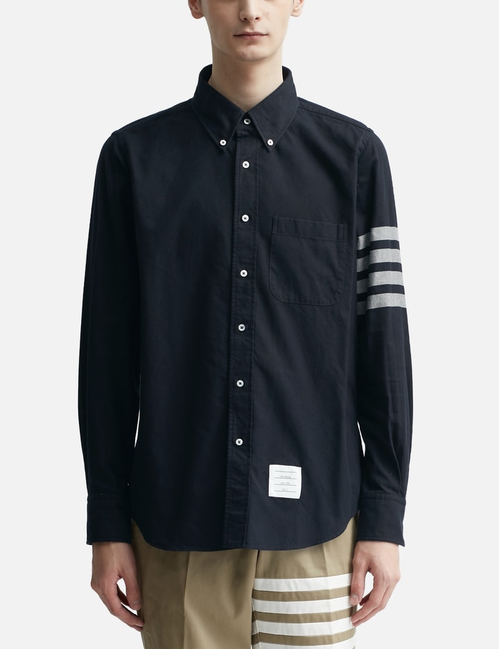 Solid Flannel Shirting 4-Bar Nametag Straight Fit Shirt