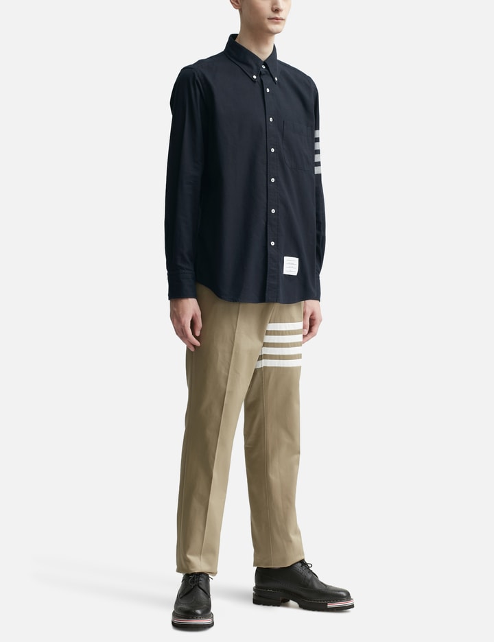 Solid Flannel Shirting 4-Bar Nametag Straight Fit Shirt