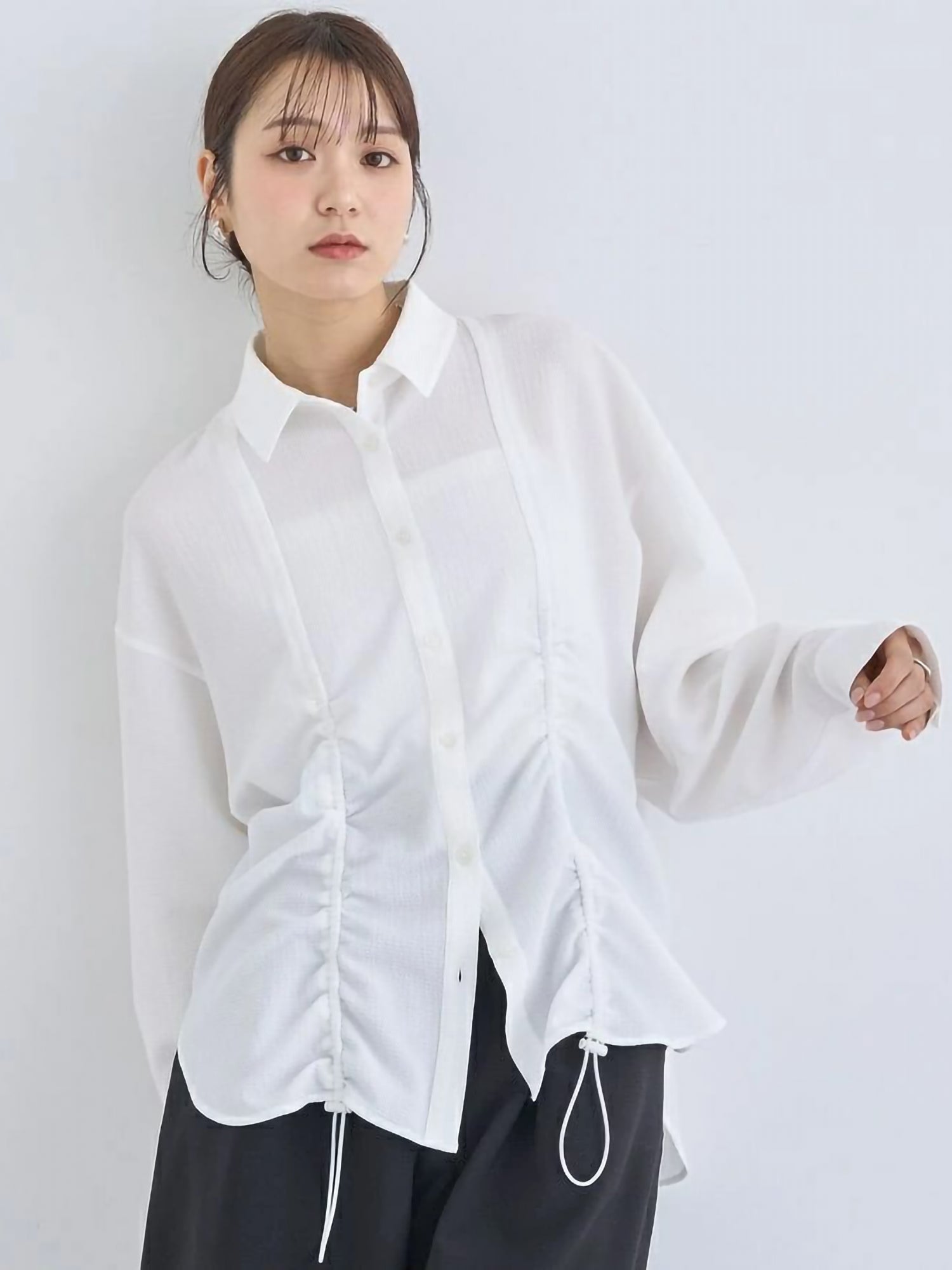 Shiru Drawstring Gathered Shirt