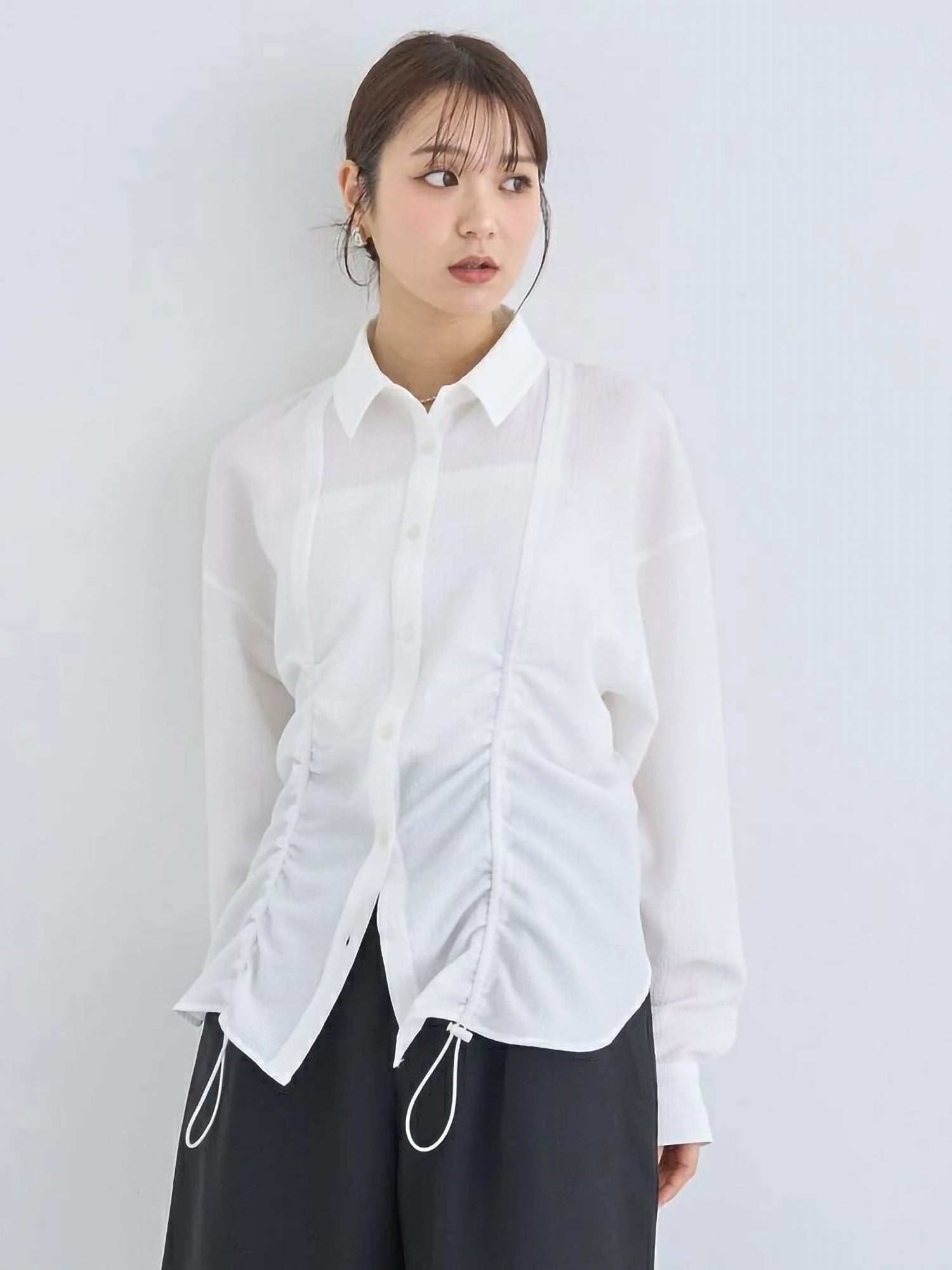 Shiru Drawstring Gathered Shirt