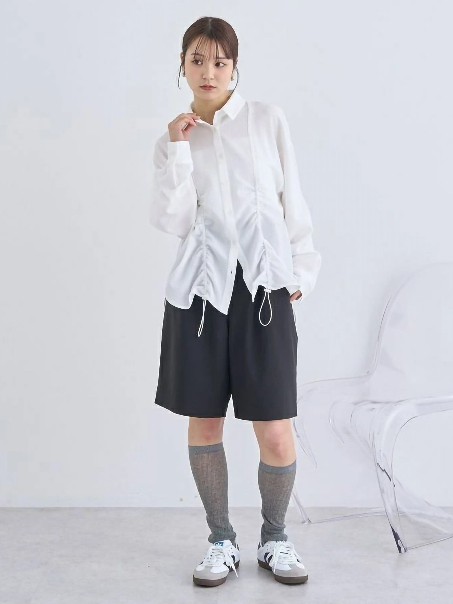 Shiru Drawstring Gathered Shirt