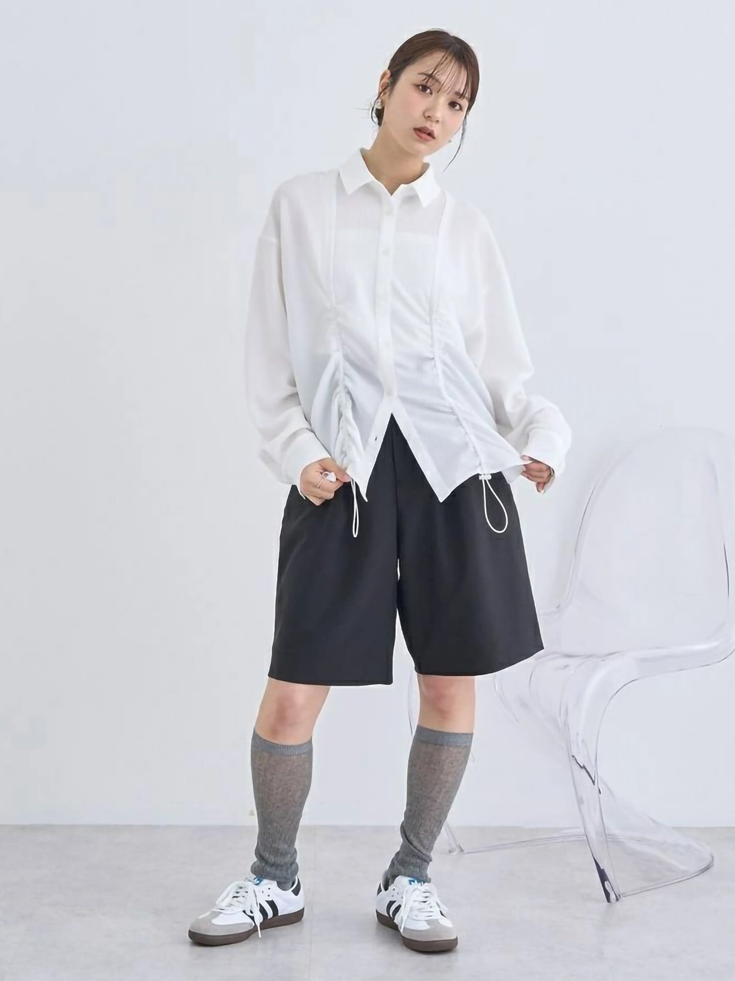 Shiru Drawstring Gathered Shirt